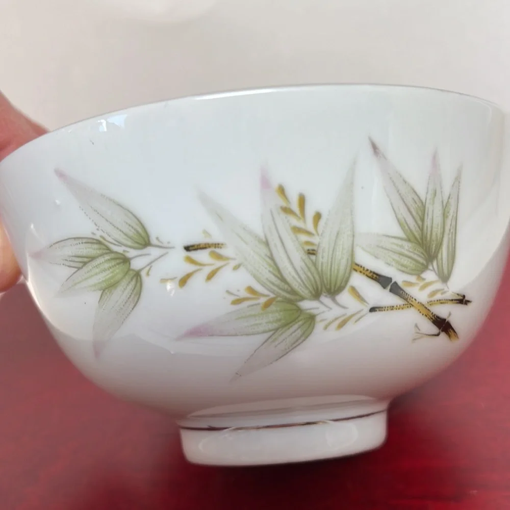 Asian porcelain rice bowl platinum edge